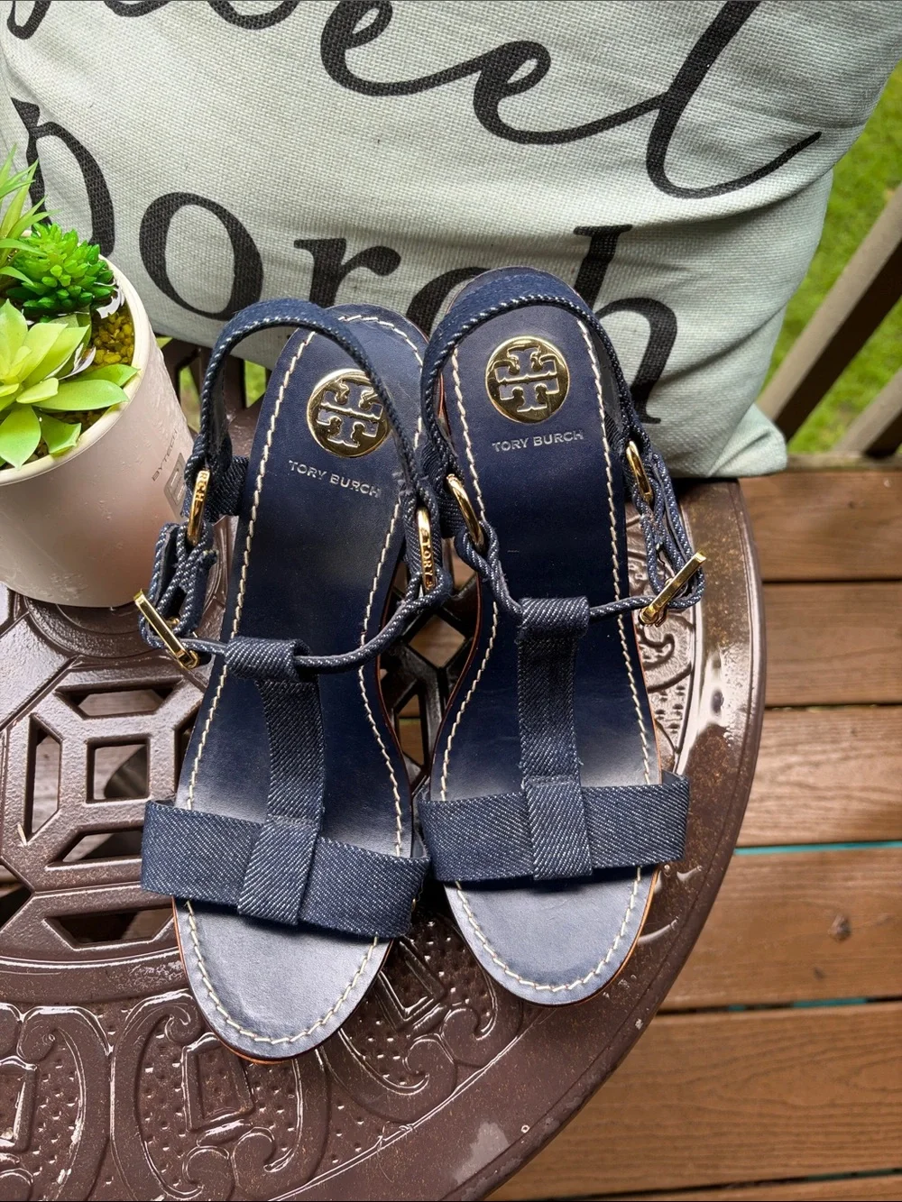 Tory Burch wood wedge